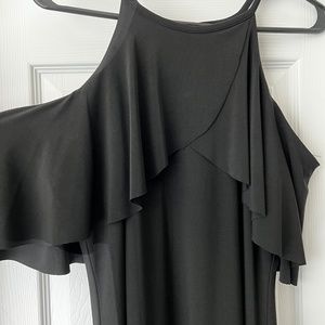 Black cold shoulder dress